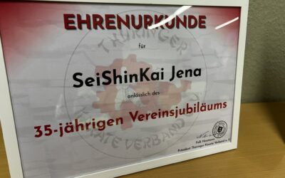 35 Jahre SeiShinKai Jena e.V.  Auszeichnung durch den Thüringer Karate Verband
